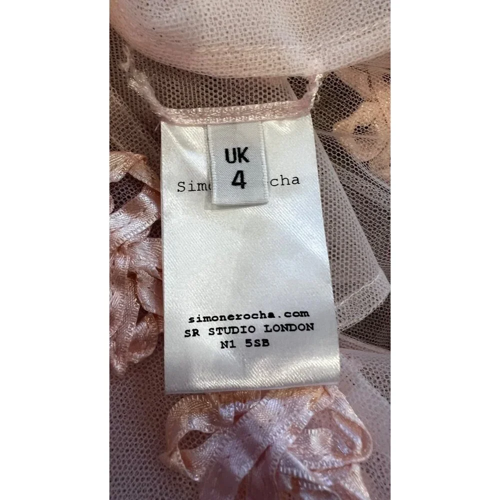 Simone Rocha pale pink ribbon-trimmed sleeveless midi dress size US 0 NWOT - Picture 11 of 11